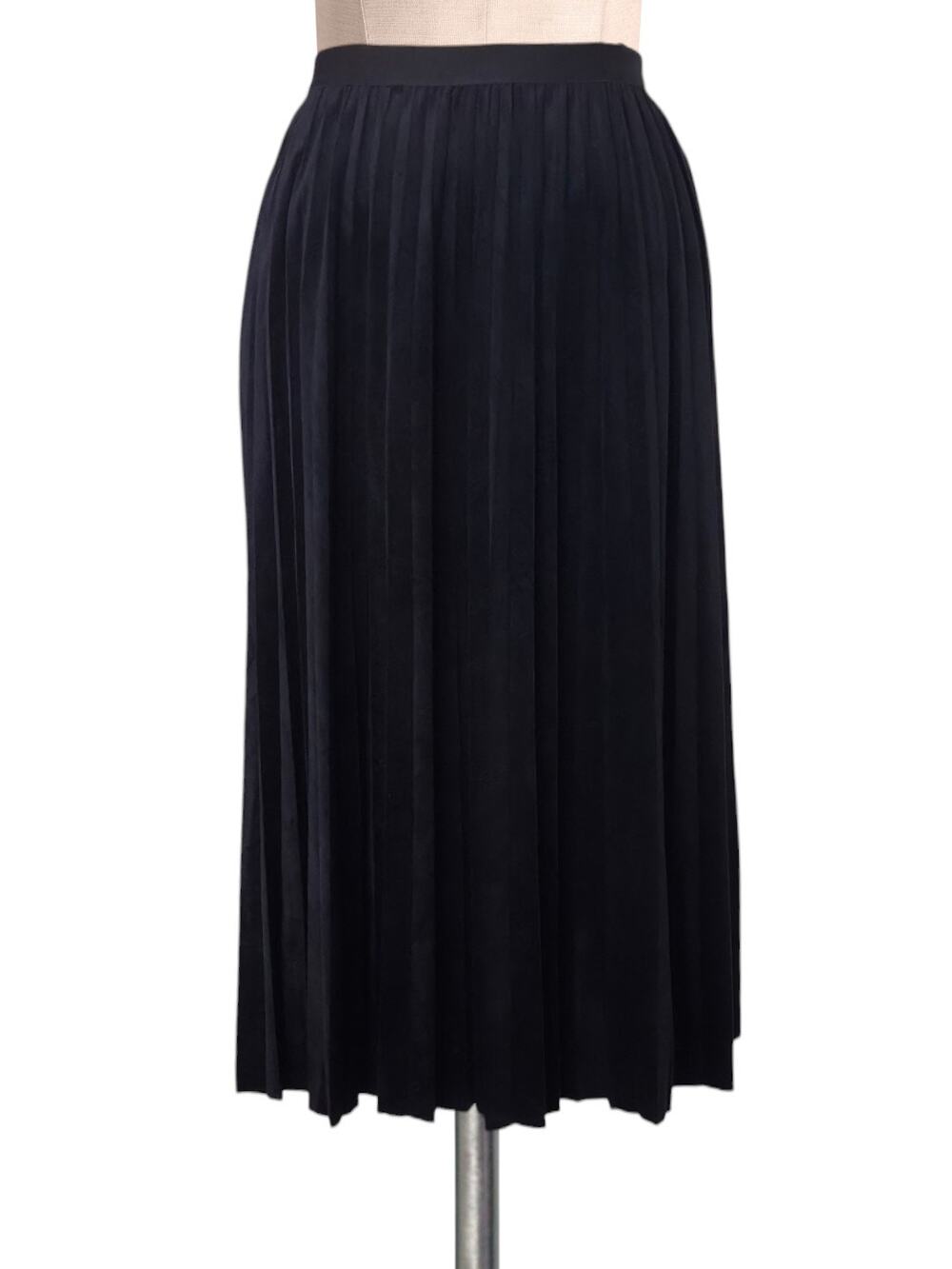 Statement Luxe Black Velvet Pleated Pull On Skirt L XL